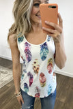 Dark Blue Aztec Feather Tank Top