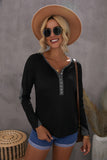 Contrast Elbow Patch Black Long Sleeve Top