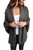 Gray Chunky Knit Open Front Dolman Cardigan