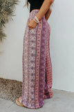 Smocked Printed Wide Leg Pants