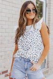 Sky Blue Flutter Shoulder Floral Print Tank Top