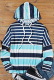 Multi Striped Drawstring Long Sleeve Hoodie