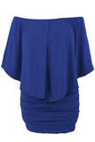 Plus Size Multiple Dressing Layered Dark Blue Mini Poncho Dress