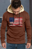 American Flag Print Color Block Men's Hoodie