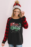 Merry Christmas Black Long Sleeve Top