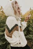 Beige Alfie Chevron Hoodie Sherpa Jacket