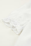 Frilled High Neck Eyelet Pattern Puff Sleeve Top