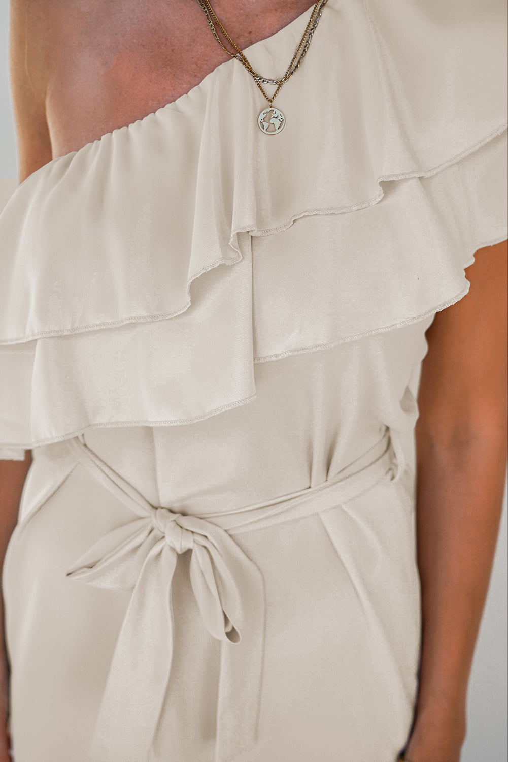One-shoulder Ruffles Mini Dress