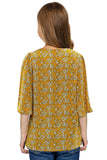 V Neck Ruffled Sleeve Buttons Girl's Blouse