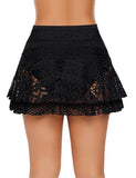 Layered Hollow-Out Lace Swim Skirt