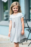 Colorblock Patchwork Striped Girls’ Dress