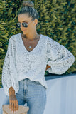 Loose Puff Sleeve Lace Blouse