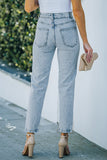 Light Washed Straight Leg Ankle Jeans