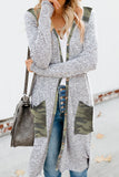 Solid Patchwork Long Striped Cardigan with Pockets
