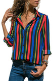 Navy Striped Modern Women Shirt