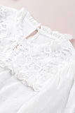Lace Cutout Frill Trim Dotted Blouse