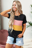 Color Block Panel Front T-shirt with Knot