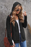 Full Zip Hoodie Coat with Floral Print Hooded Inner
