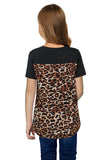V Neck Leopard Splicing Kid Tee