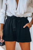 Cotton Pocketed Paper Bag Waist Shorts