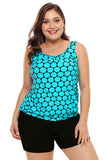 Mint Black Polka Dot Tank Top and Short Swimsuit