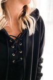 Casual Solid Color Lace-up Hoodie