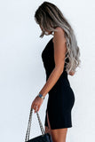 Criss Cross Spaghetti Strap Side Split Bodycon Mini Dress