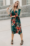 Floral 3/4 Sleeve Wrap Dress