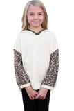 Beige Leopard Print Colorblock Kid's Hoodie
