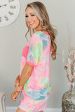 Tie Dye T Shirt and Drawstring Shorts Lounge Set