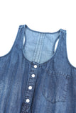 High Waist Buttons Sleeveless Denim Romper