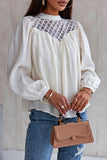 Crochet Lace Textured Balloon Sleeve Blouse