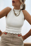 Cut-out Scalloped Hem Skinny Tank Top