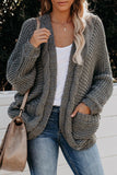 Chunky Knit Solid Cardigan with Pocket