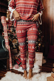 Reindeer Geometric Print Top and Skinny Pants Lounge Set