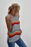 Crew Neck Colorblock Stripes Tank Top