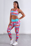 Rose Turquoise Tie Dye Yoga Tank Jogging Set