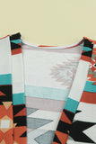 color Geometric Color Block Open Front Long Cardigan