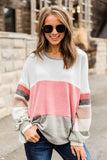 Oversized Colorblock Patchwork Long Sleeve Top