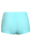 Solid Green Drawstring Waist Boyshort Beach Bottom