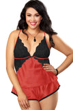 Plus Szie Satin Camisole Set