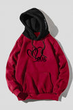 Valentine Love Heart Print Color Block Men's Pullover Hoodie