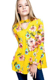 Floral Key Hole Front Girl's Long Sleeve Top