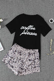 Coffee Please Graphic Crop Top And Shorts Lounge Set