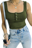 Ribbed Knit Henley Crop Tank