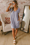 V Neck Cuffed T-shirt Dress