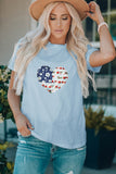 Family Matching American Flag Flower Heart Print Girl's Graphic Tee
