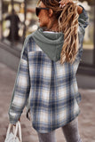 Plaid Splicing Drawstring Hoodie