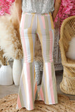 color Color Block Striped High Waist Flare Pants