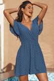 Swiss Dot V Neck Wrap Beach Dress